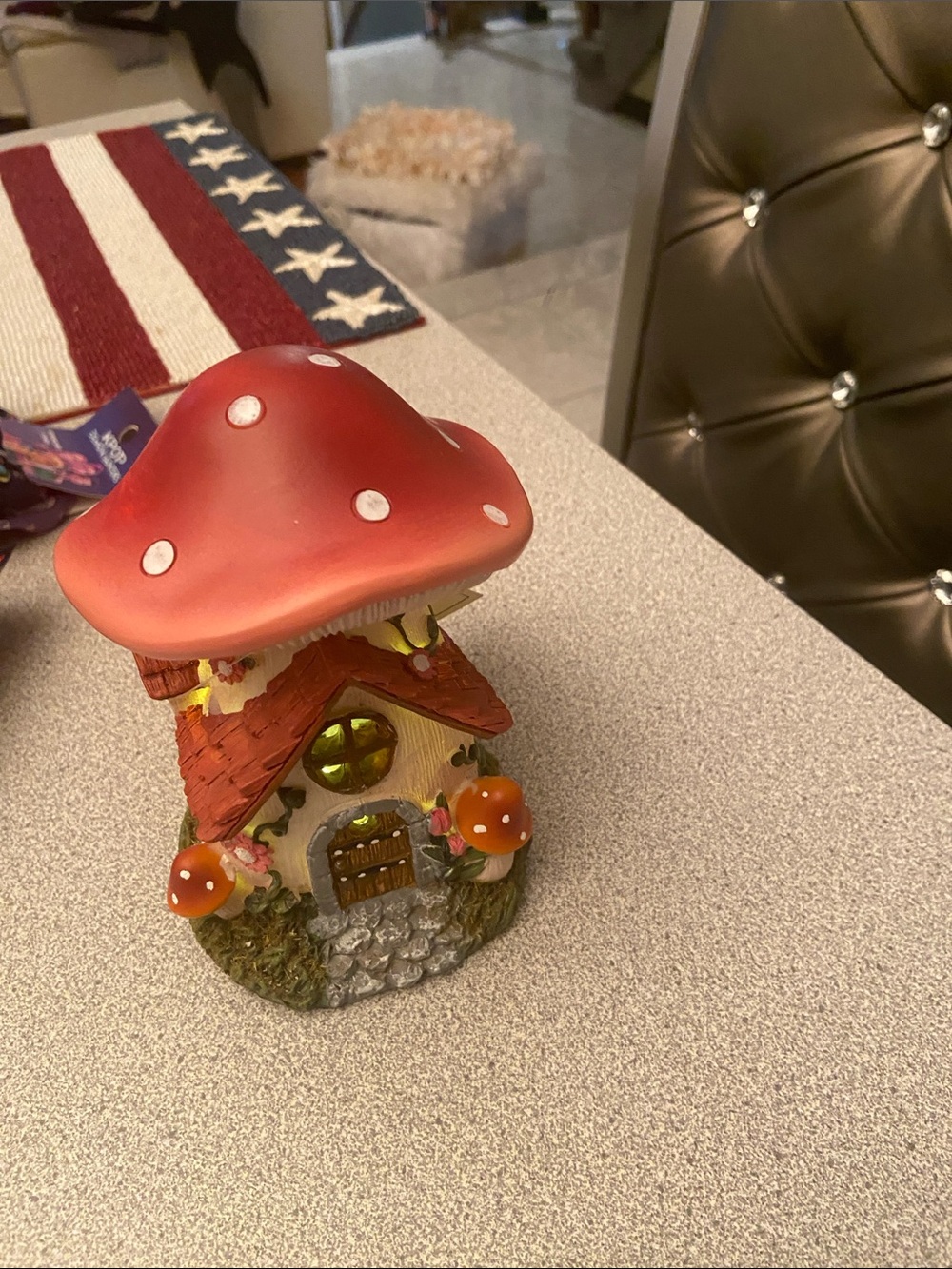 Mushroom Fairy House Figurine - Red Cap
